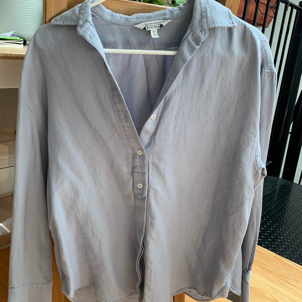 & other stories half button up collared shirt